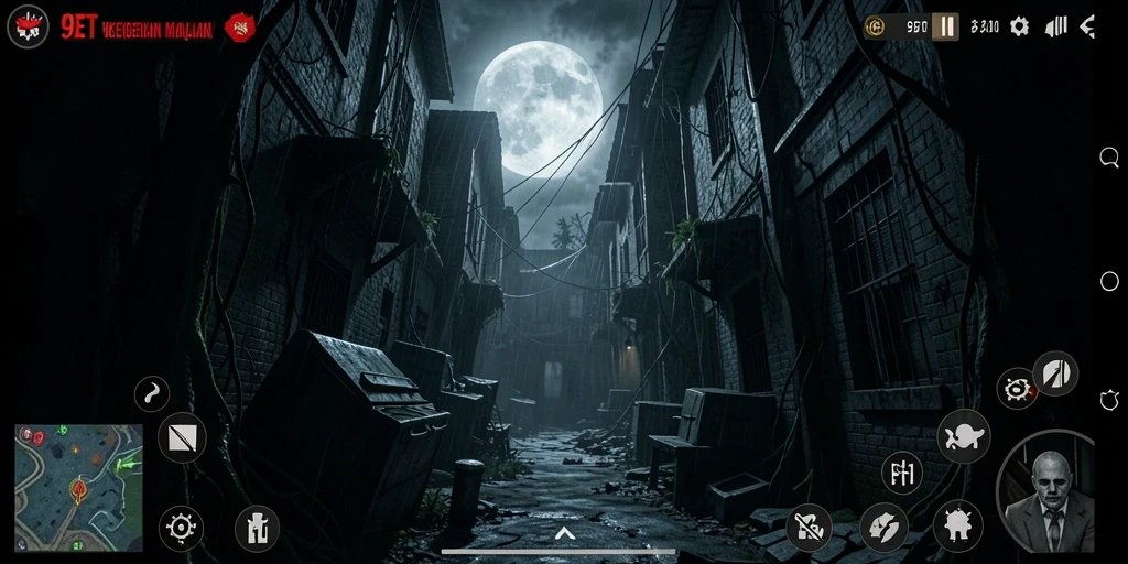 Tampilan gameplay seram di dalam dunia kegelapan dan misteri.