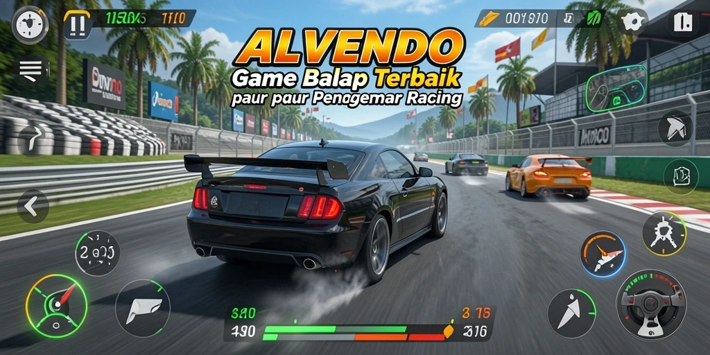 Screenshot gameplay ALVENDO menampilkan balapan yang seru dan mendebarkan.