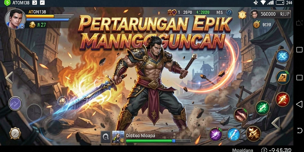 Screenshot gameplay ATOM138 menunjukkan pertarungan seru dengan karakter yang kuat.