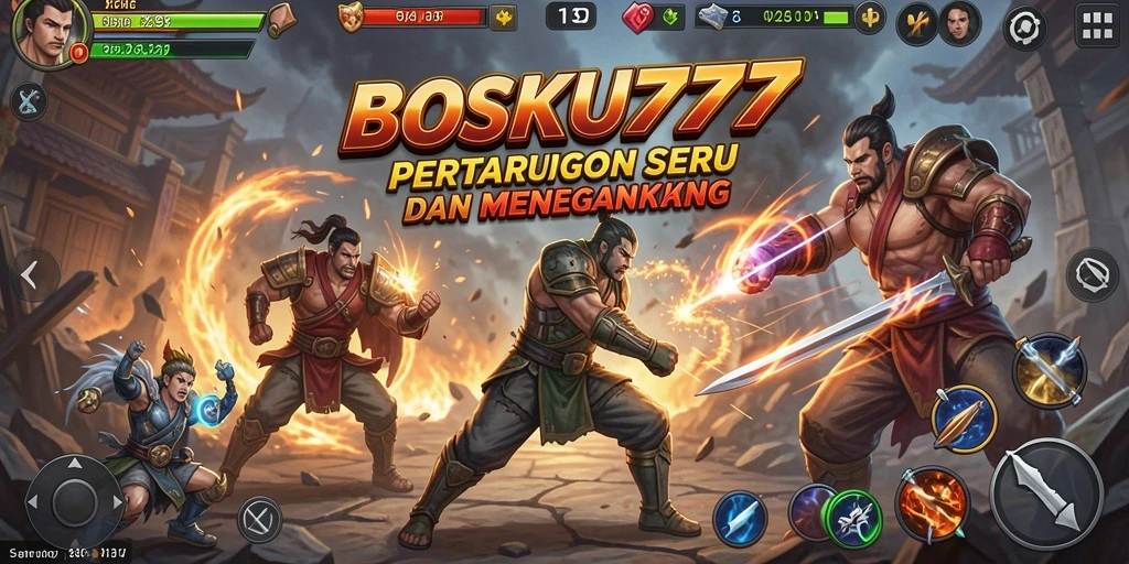 Screenshot gameplay BOSKU777 menampilkan pertarungan seru dan aksi mendebarkan.
