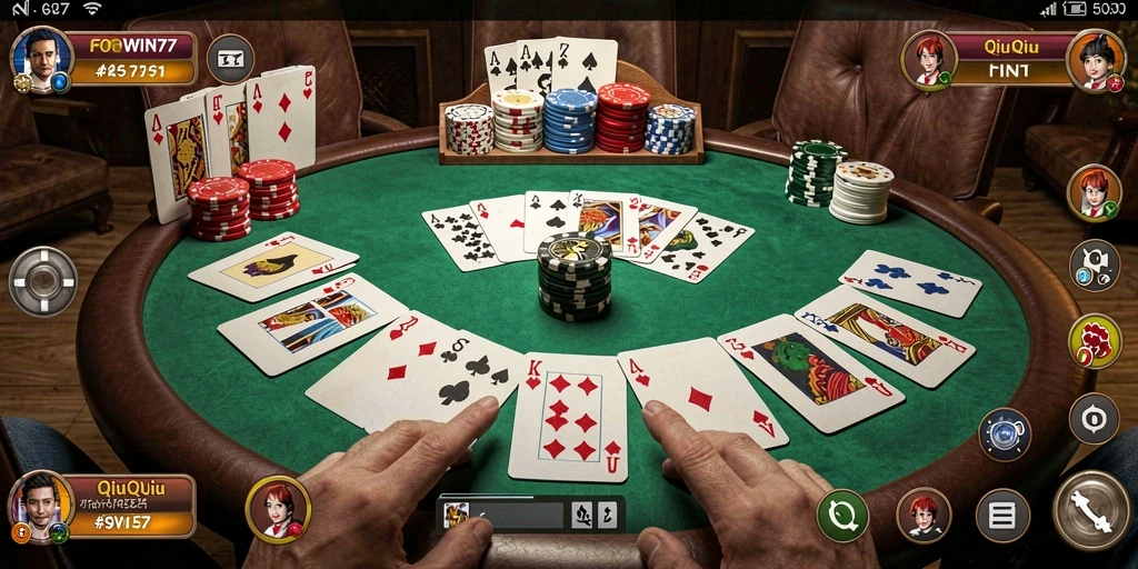 Tangkapan layar FORWIN77 menampilkan gameplay QiuQiu yang menarik.