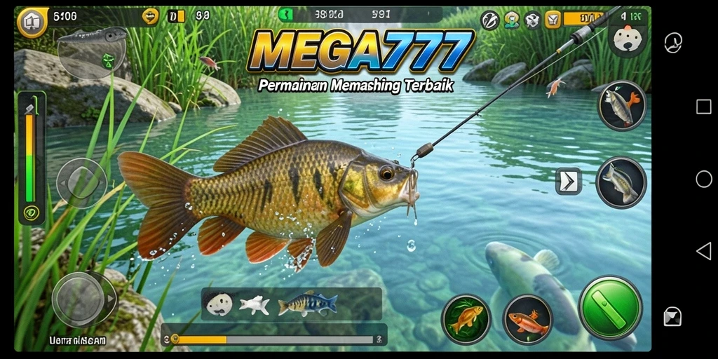 Gameplay MEGA777 menampilkan aksi memancing yang menegangkan dan mendebarkan.