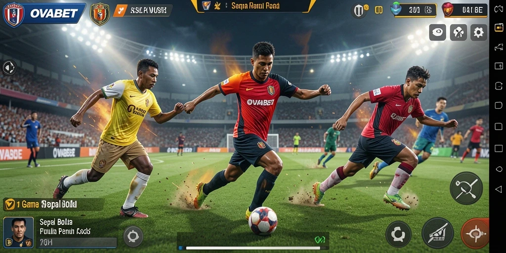 Gameplay OVABET yang mendebarkan di lapangan sepak bola.