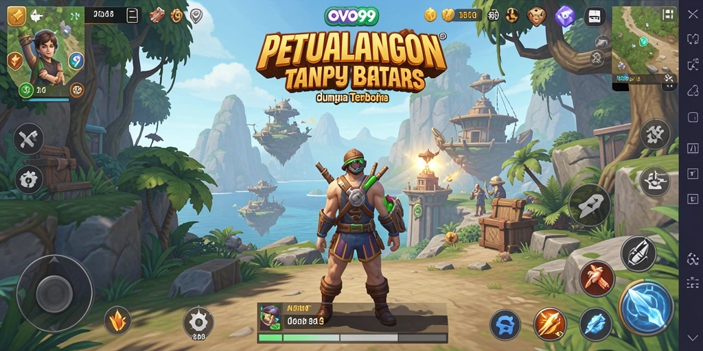 Screenshot menunjukkan petualangan seru di dunia terbuka OVO99.