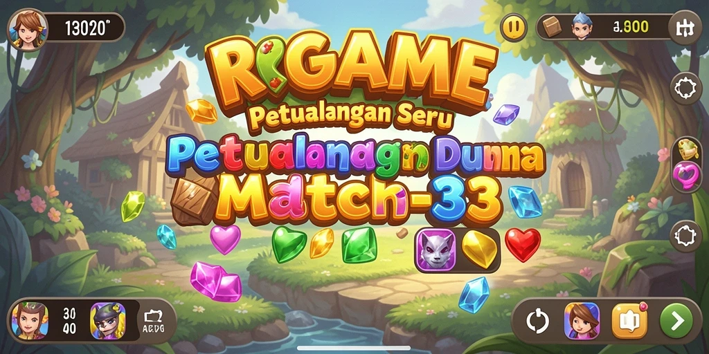 Gameplay RPGAME menunjukkan kombinasi objek warna-warni dengan efek visual menarik.