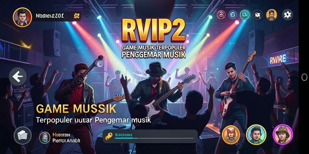Tampilan gameplay RVIP2 dengan berbagai tantangan musik yang seru.