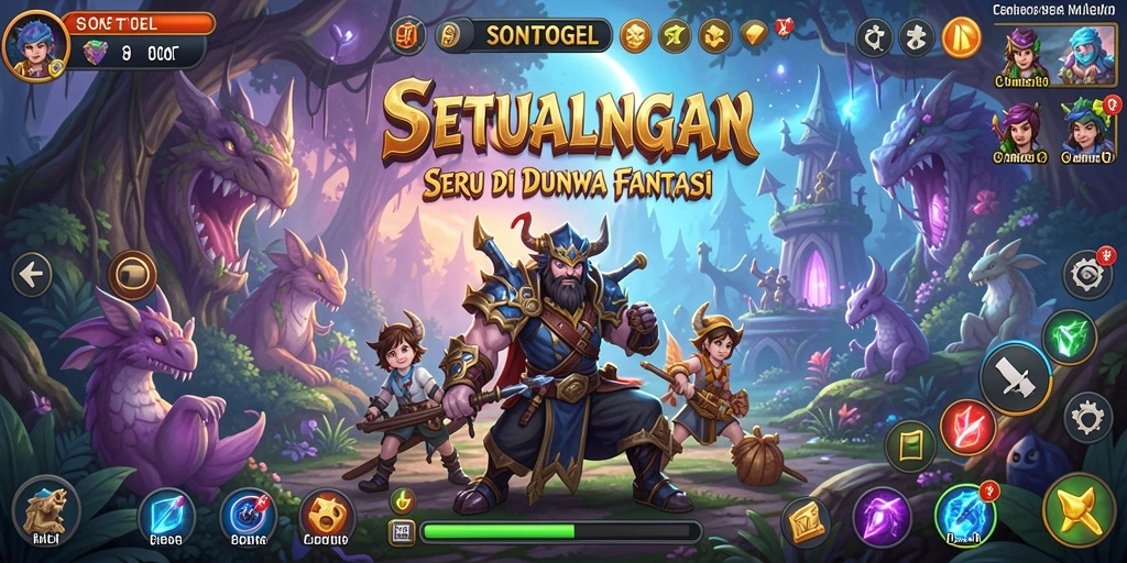 Tangkapan layar utama SONTOGEL yang menunjukkan aksi petualangan seru.