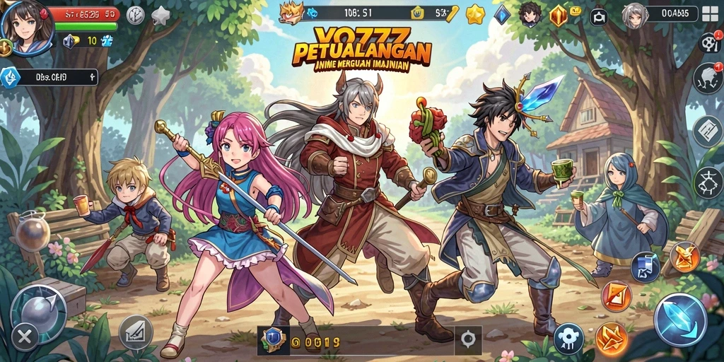 Tampilan gameplay menarik dalam VO777 dengan karakter-karakter Anime.