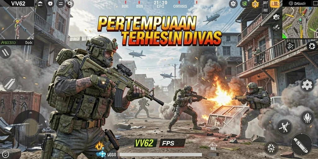 Tampilan gameplay yang intens dan mendebarkan dari VV62.